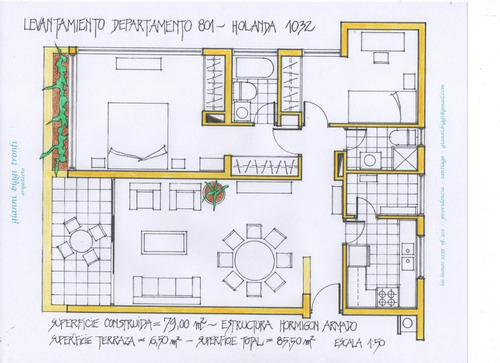 Venta Departamento NO 2D en suite 2B 1E 1B Las Lilas - Providencia