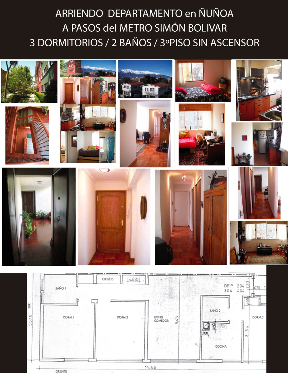 Arriendo Departamento SO 3D 2B 1Bd Metro Sim&oacute;n Bolivar - &Ntilde;u&ntilde;oa