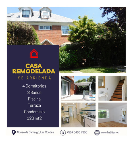 Arriendo Casa NO 4D en suite 3B 2E 1B Sebasti&aacute;n Elcano - Las Condes