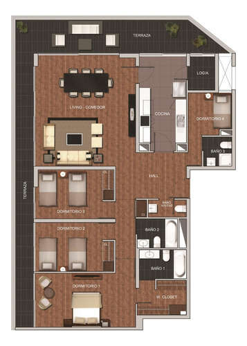 Arriendo Departamento N 4D en suite Walk-in cl&oacute;set 4B 2E 1B Vaticano - Las Condes