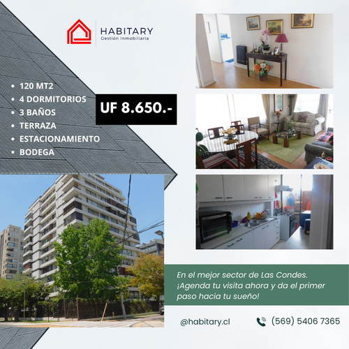 Venta Departamento NO 4D en suite Walk-in cl&oacute;set 3B 1E 1B Vaticano - Las Condes