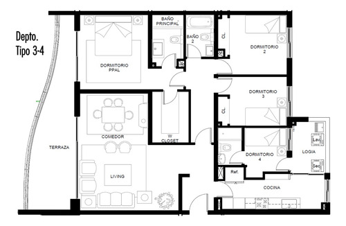Venta Departamento NO 4D en suite Walk-in cl&oacute;set 3B 2E 1B La Dehesa - Lo Barnechea