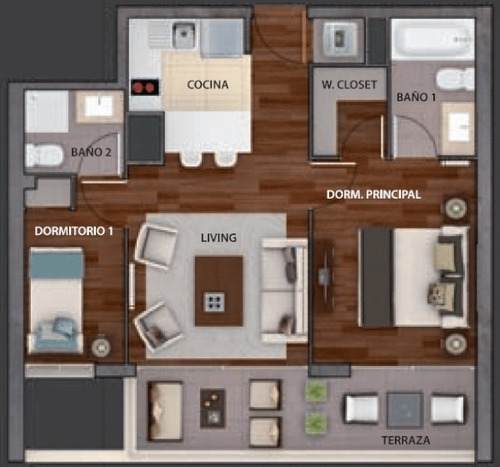 Arriendo Departamento SP 2D en suite Walk-in cl&oacute;set 2B 2E 1B Metro Pr&iacute;ncipe de Gales - Country Club - La Reina