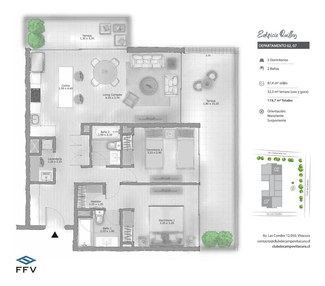 Venta Departamento NO 2D en suite Walk-in cl&oacute;set 2B 2E 2Bd Tabancura - Vitacura