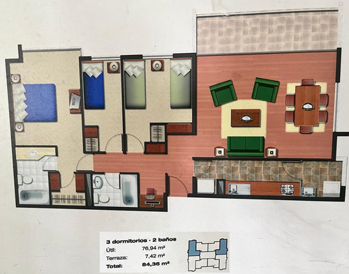 Arriendo Departamento O 3D en suite Walk-in cl&oacute;set 2B 1E 1B Metro &Ntilde;u&ntilde;oa - &Ntilde;u&ntilde;oa