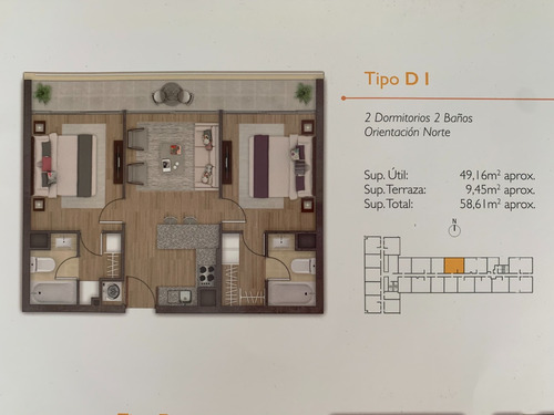 Venta Departamento N 2D en suite Walk-in cl&oacute;set 2B 3E 1B Metro Irarr&aacute;zaval - &Ntilde;u&ntilde;oa