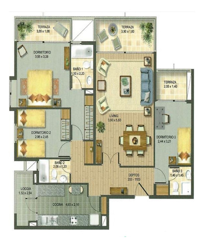 Arriendo Departamento 3D 3B 2E 1B  - Providencia