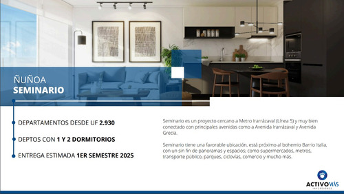 Venta Departamento S 1D 1B Metro Irarr&aacute;zaval - &Ntilde;u&ntilde;oa