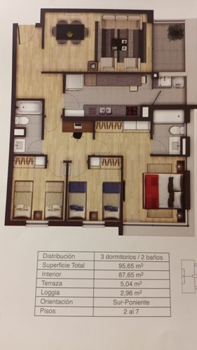 Arriendo Departamento SP 3D en suite Walk-in cl&oacute;set 2B 1E 1B Campus Oriente - Providencia