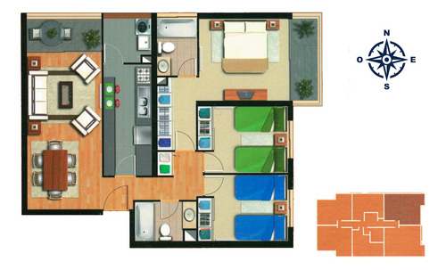 Arriendo Departamento NO 3D en suite 2B 1E 1B Metro Sim&oacute;n Bolivar - &Ntilde;u&ntilde;oa