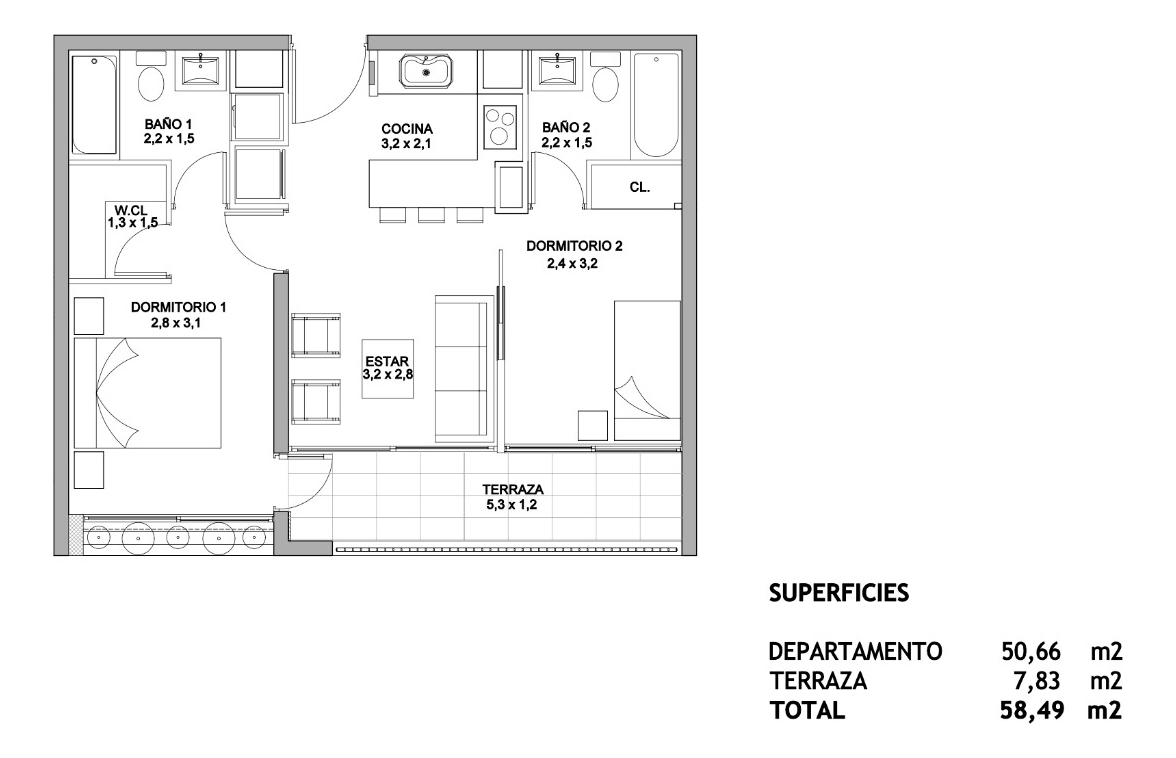 Venta Departamento O 2D en suite Walk-in cl&oacute;set 2B 2E 1Bd Juan G&oacute;mez Millas - &Ntilde;u&ntilde;oa