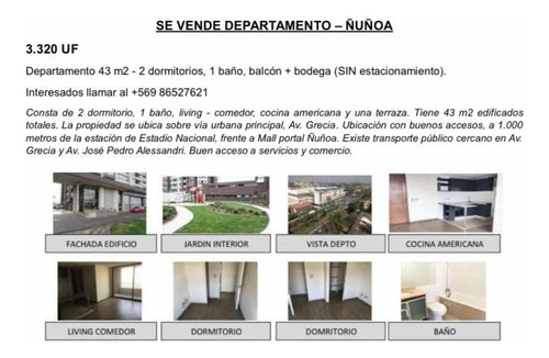Venta Departamento 2D 1B Juan G&oacute;mez Millas - &Ntilde;u&ntilde;oa
